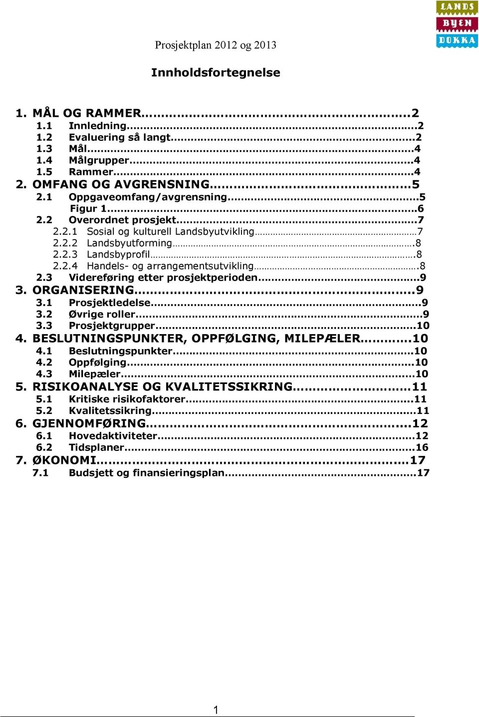 9 3. ORGANISERING..9 3.1 Prosjektledelse.9 3.2 Øvrige roller 9 3.3 Prosjektgrupper.10 4. BESLUTNINGSPUNKTER, OPPFØLGING, MILEPÆLER.10 4.1 Beslutningspunkter.10 4.2 Oppfølging...10 4.3 Milepæler.. 10 5.