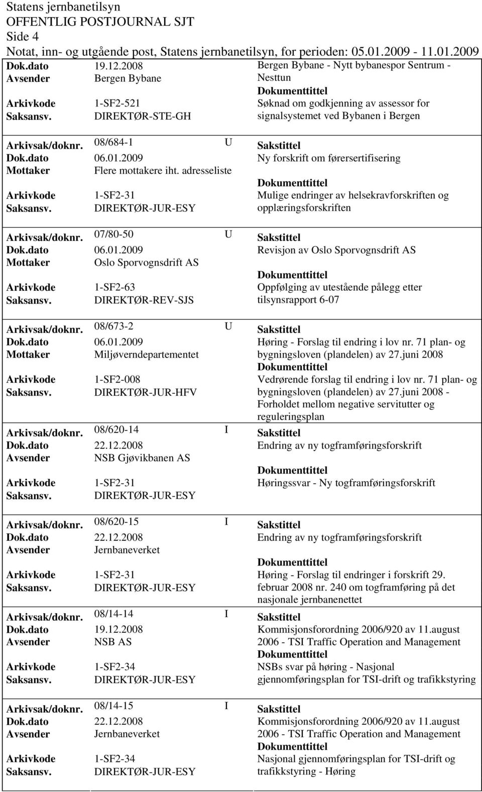 08/684-1 U Sakstittel Ny forskrift om førersertifisering Mottaker Flere mottakere iht. adresseliste Arkivkode 1-SF2-31 Mulige endringer av helsekravforskriften og opplæringsforskriften Arkivsak/doknr.