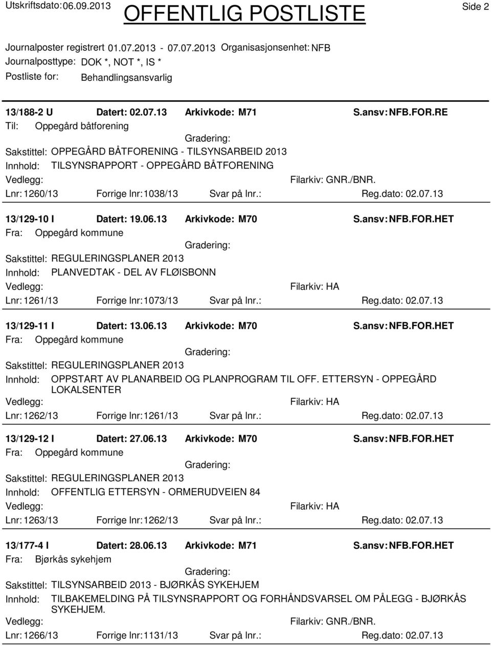 dato: 02.07.13 13/129-10 I Datert: 19.06.13 Arkivkode: M70 Fra: Oppegård kommune Sakstittel: REGULERINGSPLANER 2013 Innhold: PLANVEDTAK - DEL AV FLØISBONN Lnr: 1261/13 Forrige lnr:1073/13 Svar på lnr.