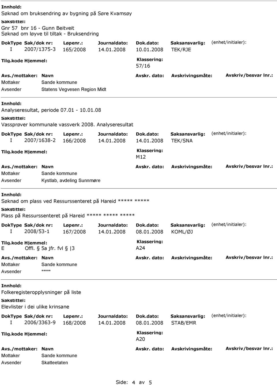 Analyseresultat 2007/1638-2 166/2008 M12 Avsender Kystlab, avdeling Sunnmøre nnhold: Søknad om plass ved Ressurssenteret på Hareid ***** ***** Plass på Ressurssenteret på Hareid