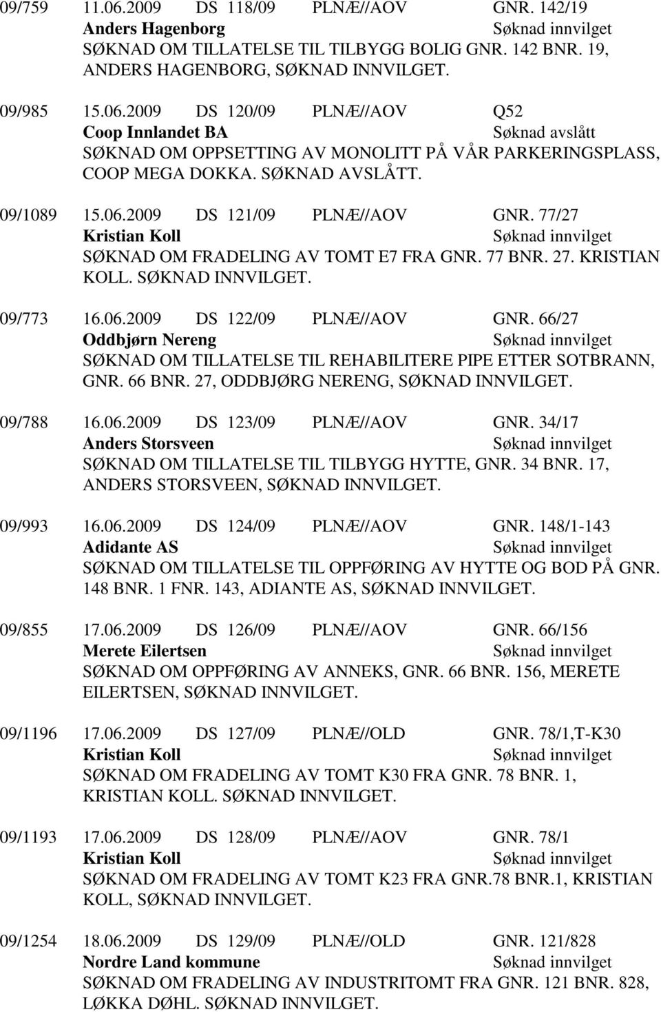 66/27 Oddbjørn Nereng SØKNAD OM TILLATELSE TIL REHABILITERE PIPE ETTER SOTBRANN, GNR. 66 BNR. 27, ODDBJØRG NERENG, SØKNAD INNVILGET. 09/788 16.06.2009 DS 123/09 PLNÆ//AOV GNR.