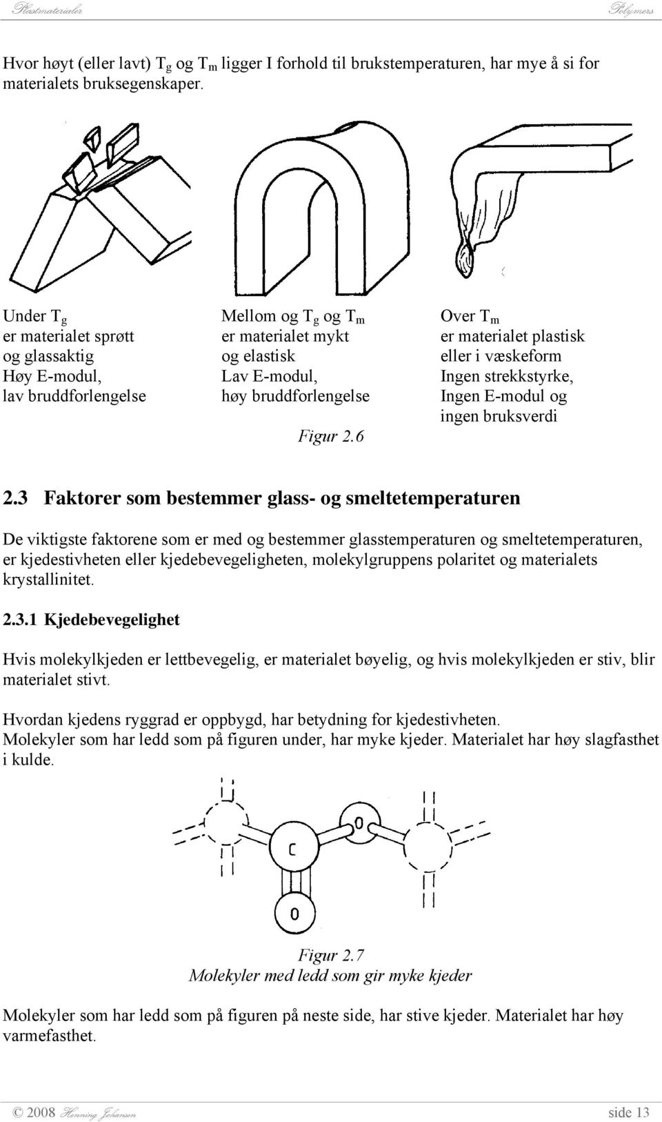 6 Over T m er materialet plastisk eller i væskeform Ingen strekkstyrke, Ingen E-modul og ingen bruksverdi 2.