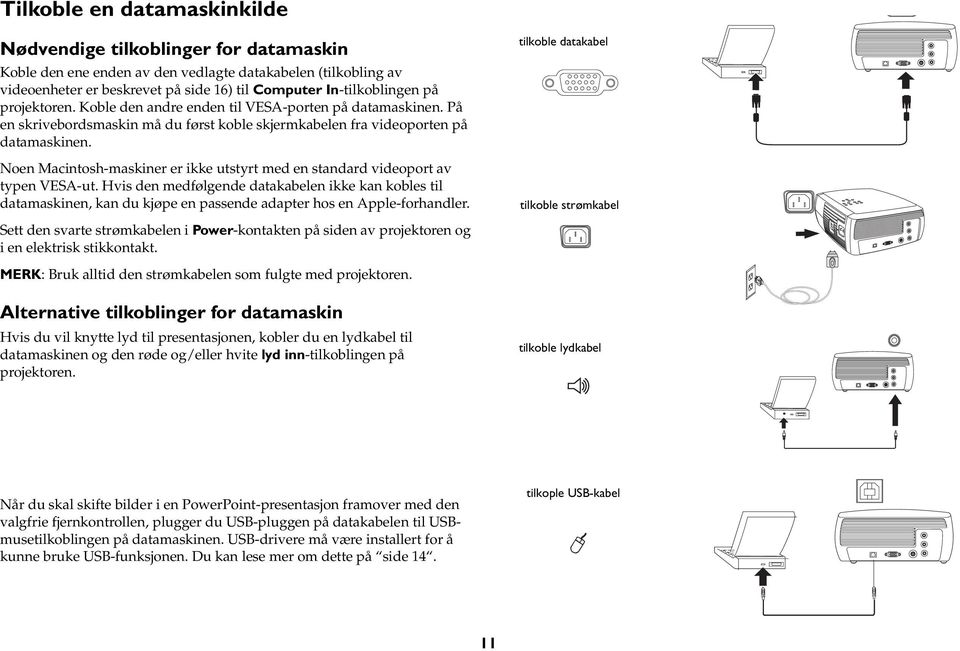 Noen Macintosh-maskiner er ikke utstyrt med en standard videoport av typen VESA-ut.