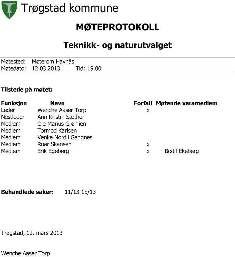 Leder Wenche Aaser Torp x Nestleder Ann Kristin Sæther Medlem Ole Marius Grønlien Medlem Tormod Karlsen