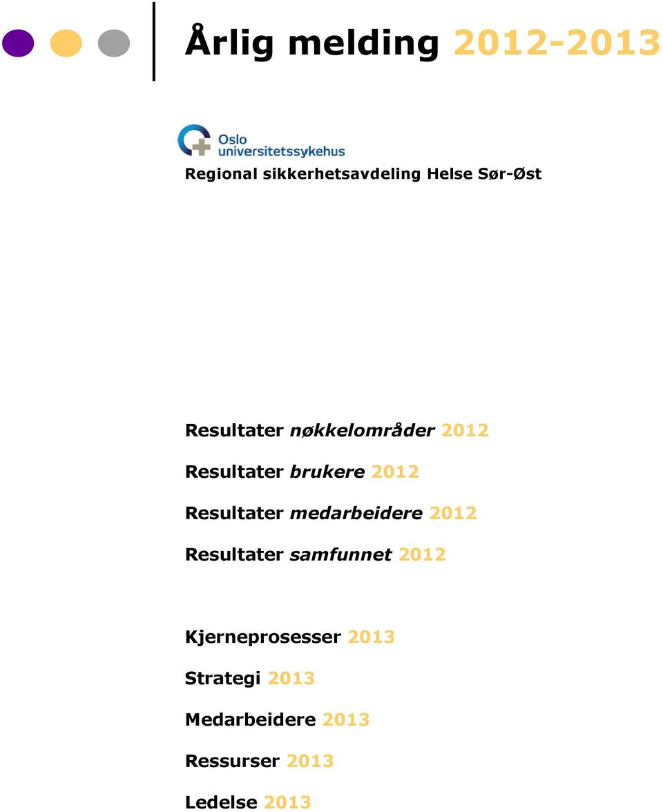 Resultater medarbeidere 2012 Resultater samfunnet 2012