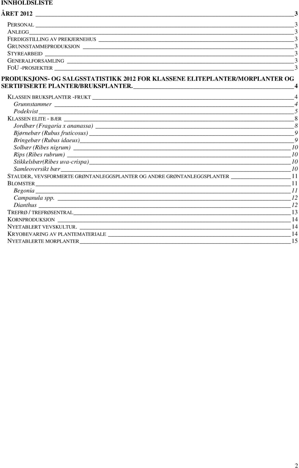 4 KLASSEN BRUKSPLANTER -FRUKT 4 Grunnstammer 4 Podekvist 5 KLASSEN ELITE - BÆR 8 Jordbær (Fragaria x ananassa) 8 Bjørnebær (Rubus fruticosus) 9 Bringebær (Rubus idaeus) 9 Solbær (Ribes nigrum) 10