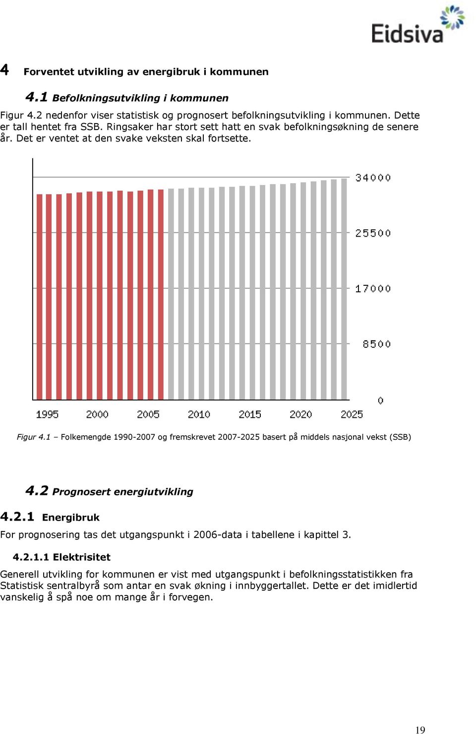 1 Flkemengde 1990-2007 g fremskrevet 2007-2025 basert på middels nasjnal vekst (SSB) 4.2 Prgnsert energiutvikling 4.2.1 Energibruk Fr prgnsering tas det utgangspunkt i 2006-data i tabellene i kapittel 3.