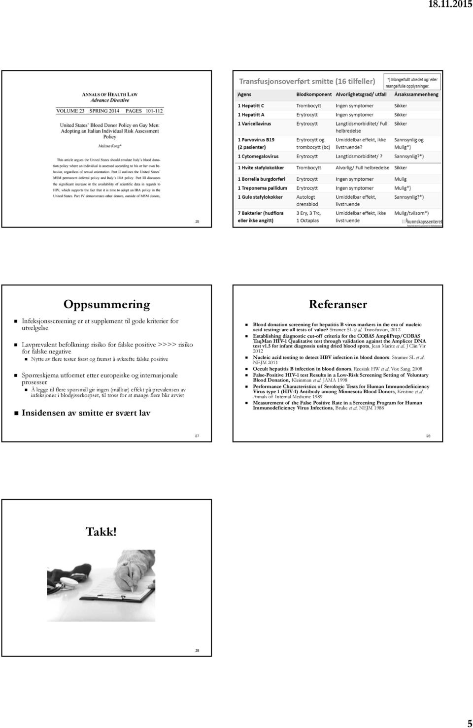 blodgiverkorpset, til tross for at mange flere blir avvist Insidensen av smitte er svært lav Referanser Blood donation screening for hepatitis B virus markers in the era of nucleic acid testing: are