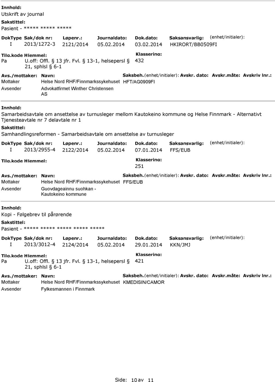 og Helse Finnmark - Alternativt Tjenesteavtale nr 7 delavtale nr 1 Samhandlingsreformen - Samarbeidsavtale om ansettelse av turnusleger 2013