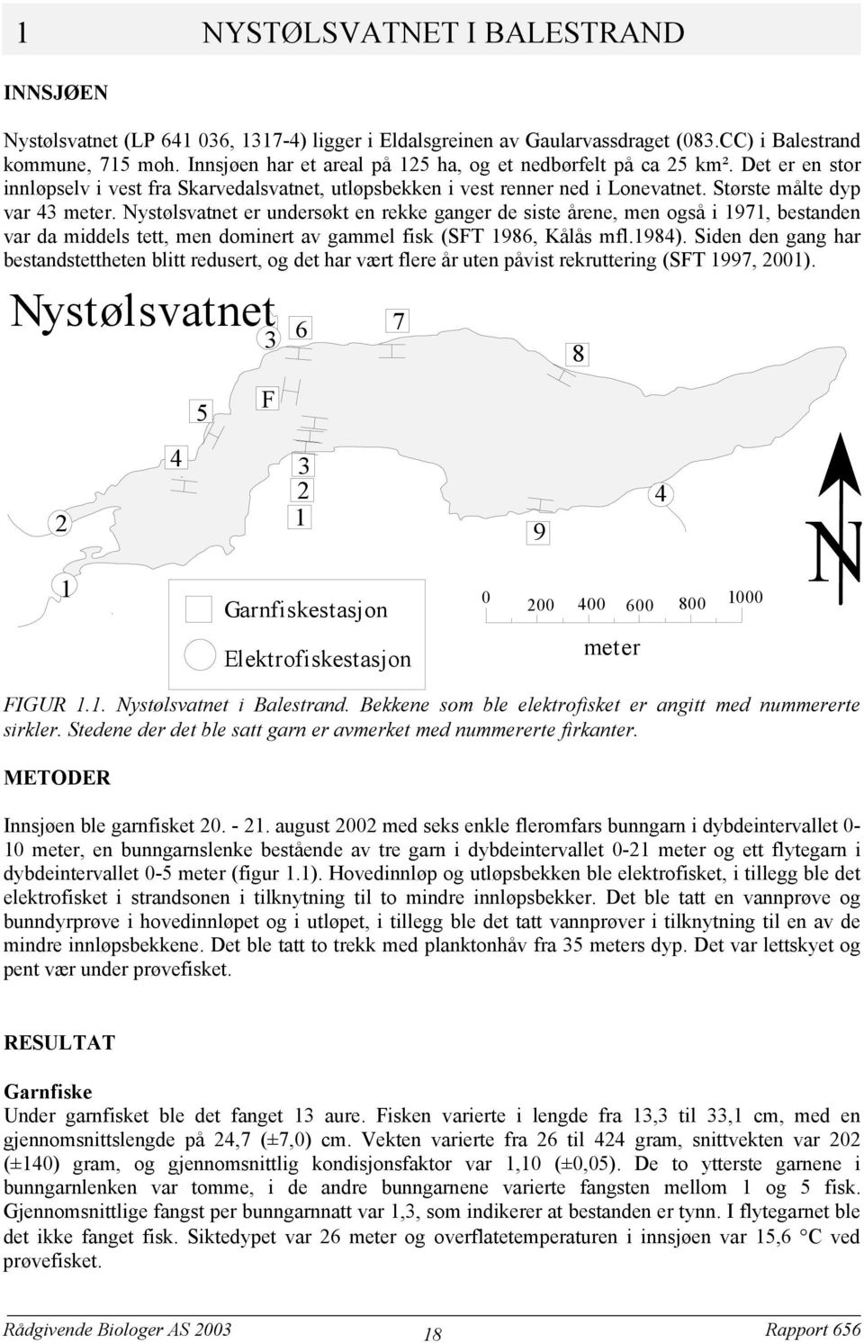 Nystølsvatnet er undersøkt en rekke ganger de siste årene, men også i 97, bestanden var da middels tett, men dominert av gammel fisk (SFT 986