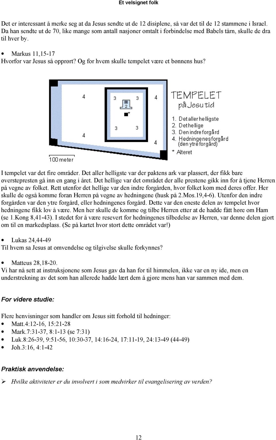 Og for hvem skulle tempelet være et bønnens hus? I tempelet var det fire områder. Det aller helligste var der paktens ark var plassert, der fikk bare øverstepresten gå inn en gang i året.