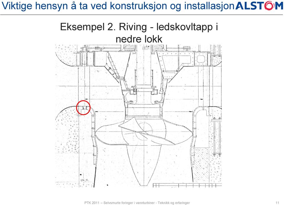 Riving - ledskovltapp i nedre lokk PTK