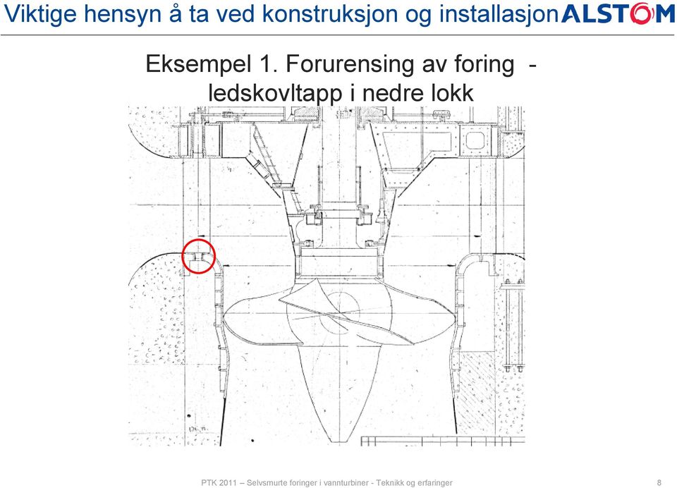 Forurensing av foring - ledskovltapp i nedre