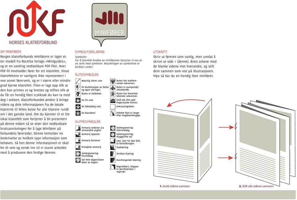 Filen er lagt opp slik at den kan printes ut og brettes og stiftes slik at du får en hendig liten trykksak du kan ta med deg i sekken.