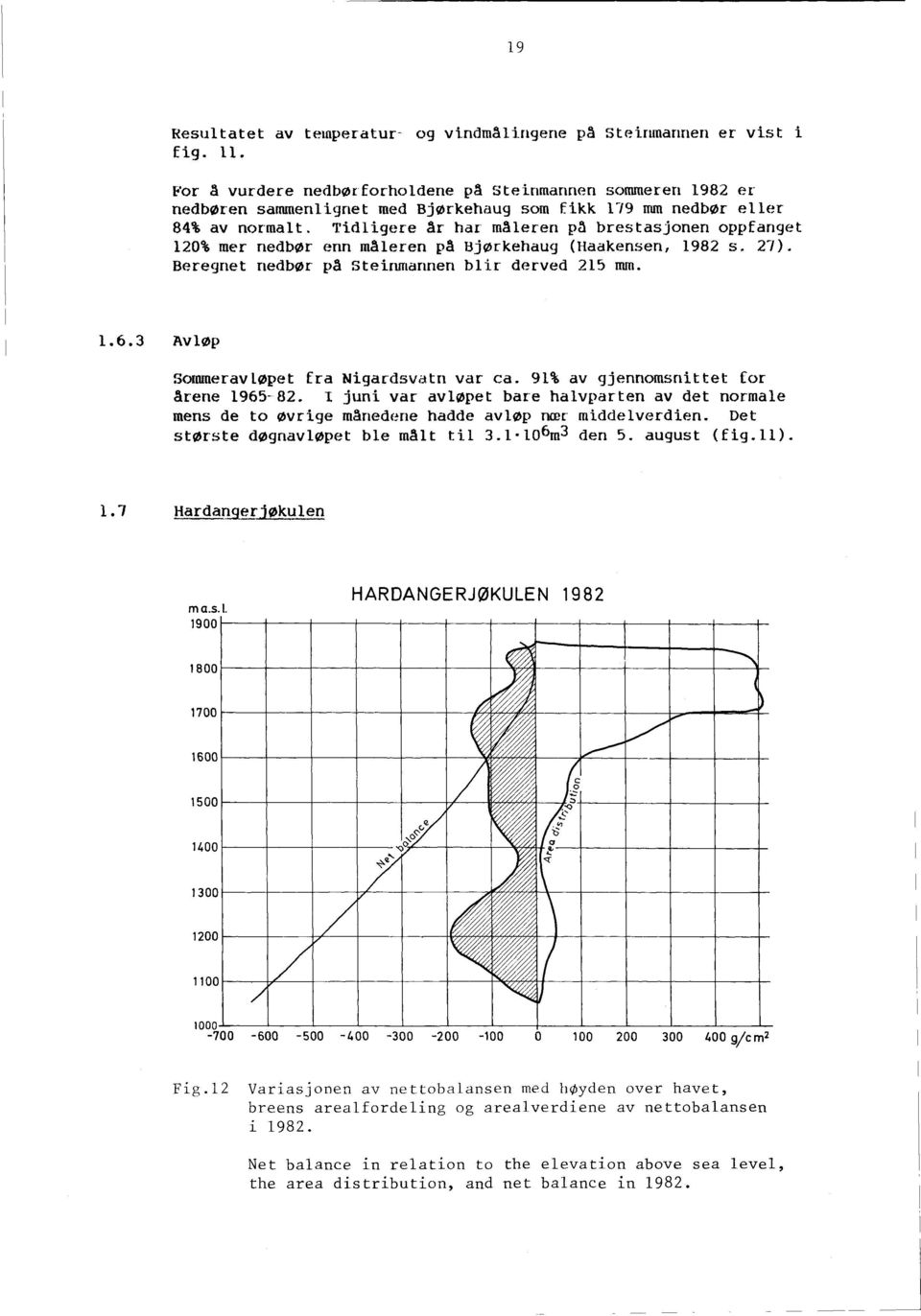 'l'idligere Ar hal maleren pfi brestasjonen oppfanget 120% mer nedbør enn maleren pa Bjørkehaug (Haakensen, 1982 s. 27). Beregnet nedbør pa Steinmannen blir derved 215 rrun. 1.6.