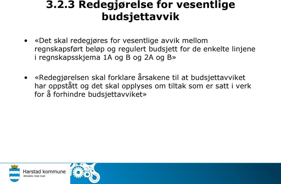 regnskapsskjema 1A og B og 2A og B» «Redegjørelsen skal forklare årsakene til at