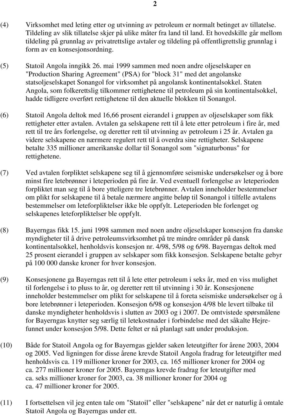 mai 1999 sammen med noen andre oljeselskaper en "Production Sharing Agreement" (PSA) for "block 31" med det angolanske statsoljeselskapet Sonangol for virksomhet på angolansk kontinentalsokkel.