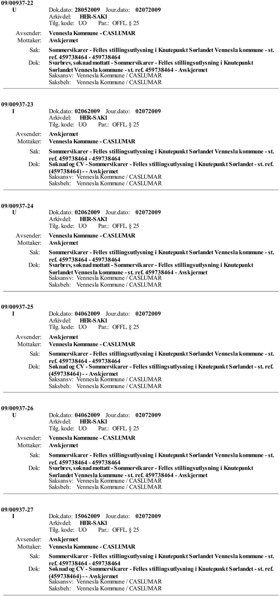 dato: Sommervikarer - Felles stillingsutlysning i Knutepunkt Sørlandet Vennesla kommune - st. ref.