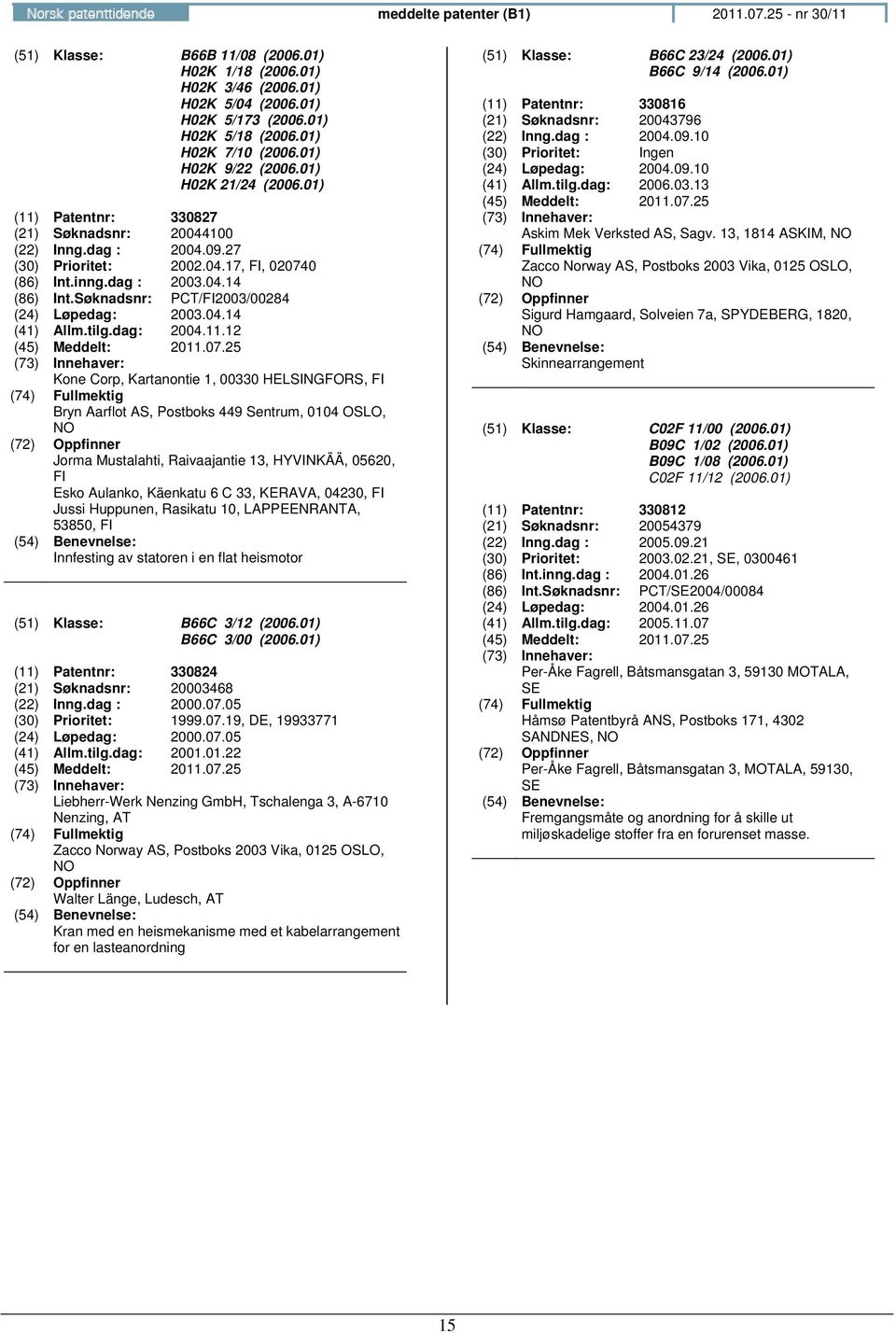 Søknadsnr: PCT/FI2003/00284 (24) Løpedag: 2003.04.14 (41) Allm.tilg.dag: 2004.11.