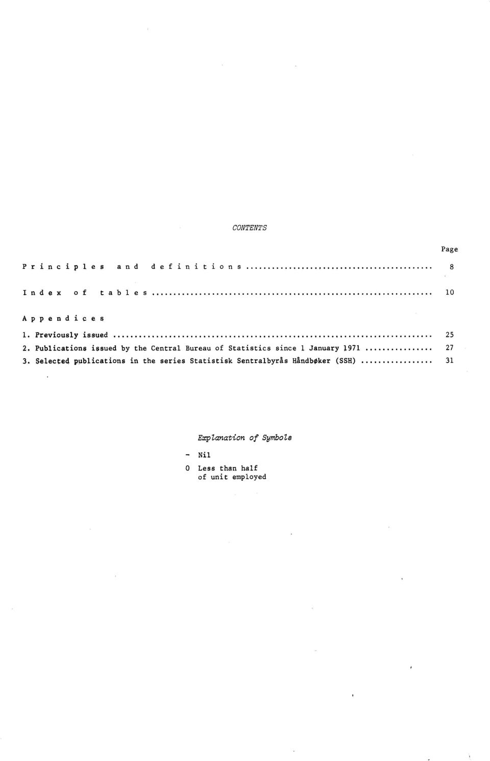 Publications issued by the Central Bureau of Statistics since January 97 7.