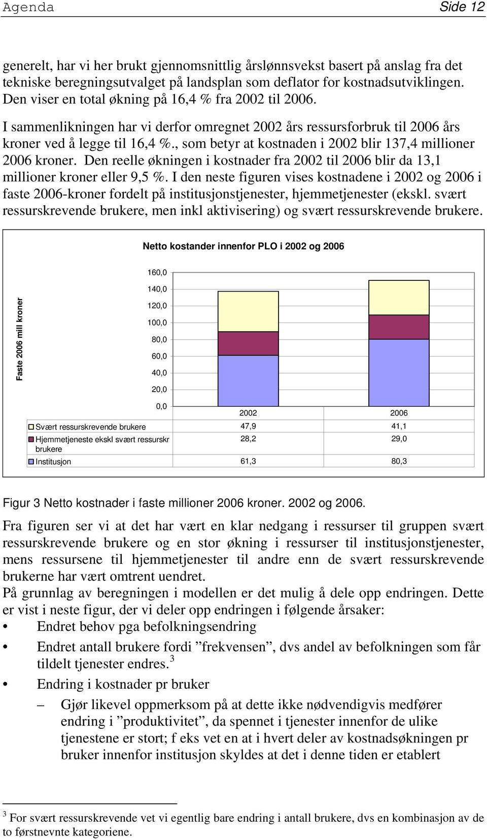 , som betyr at kostnaden i 2002 blir 137,4 millioner 2006 kroner. Den reelle økningen i kostnader fra 2002 til 2006 blir da 13,1 millioner kroner eller 9,5 %.