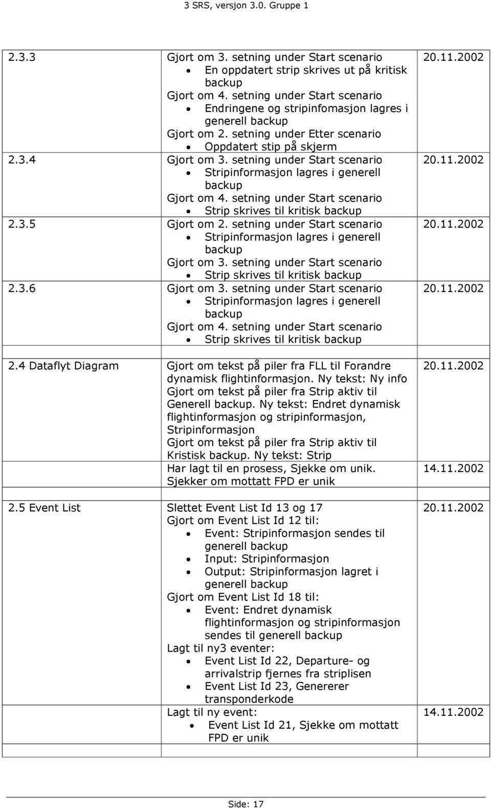 setning under Start scenario Stripinformasjon lagres i generell backup Gjort om 4. setning under Start scenario Strip skrives til kritisk backup 2.3.5 Gjort om 2.