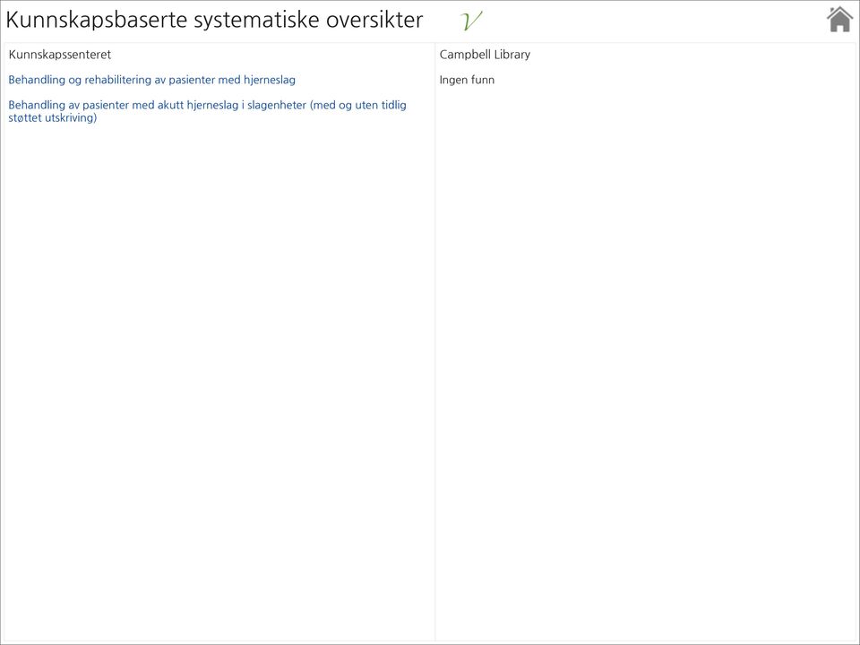 Campbell Library Ingen funn Behandling av pasienter med