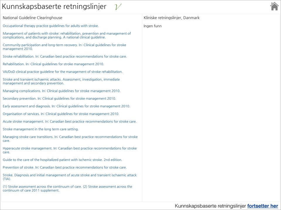 Community participation and long-term recovery. In: Clinical guidelines for stroke management 2010. Stroke rehabilitation. In: Canadian best practice recommendations for stroke care. Rehabilitation.