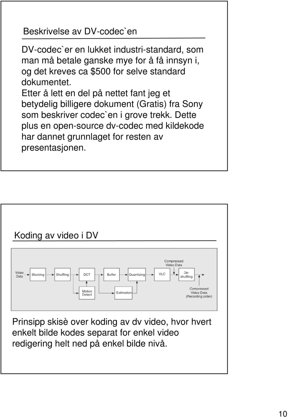 Etter å lett en del på nettet fant jeg et betydelig billigere dokument (Gratis) fra Sony som beskriver codec`en i grove trekk.