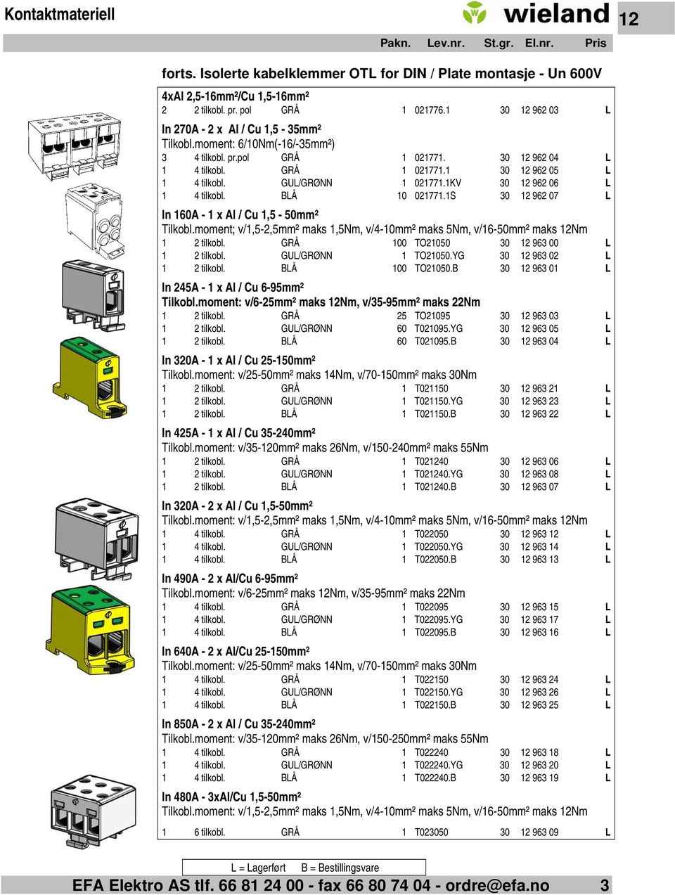 GUL/GRØNN 1 021771.1KV 30 12 962 06 L 1 4 tilkobl. BLÅ 10 021771.1S 30 12 962 07 L In 160A - 1 x Al / Cu 1,5-50mm² Tilkobl.