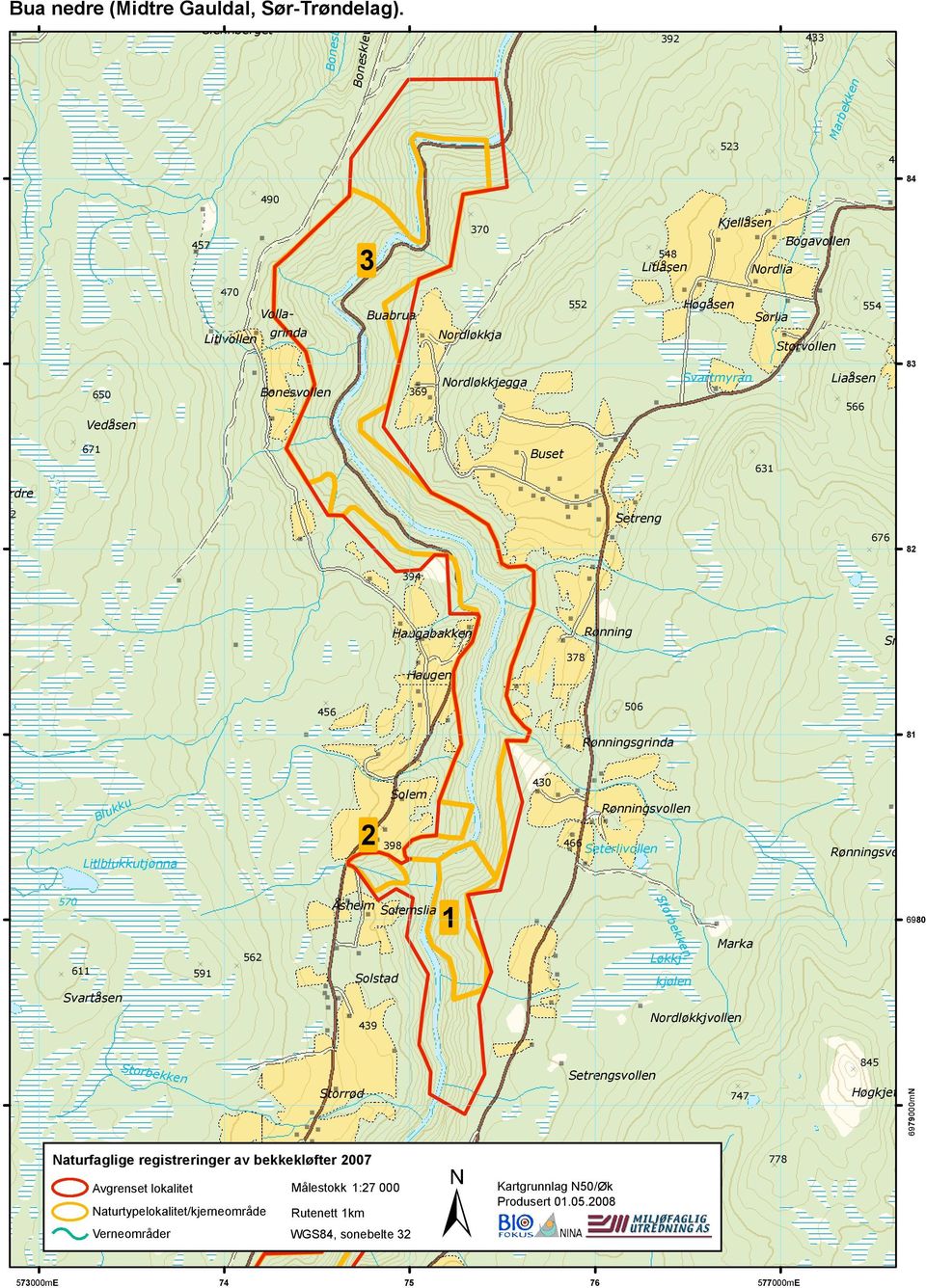 Nordløkkjegga 552 Høgåsen Svartmyran Sørlia Storvollen 554 Liaåsen 566 83 671 Buset 631 Nørdre 662 Setreng 676 82 394 Haugabakken Haugen 378 Rønning Snøåsen 456 506 Rønningsgrinda 81 Blukku