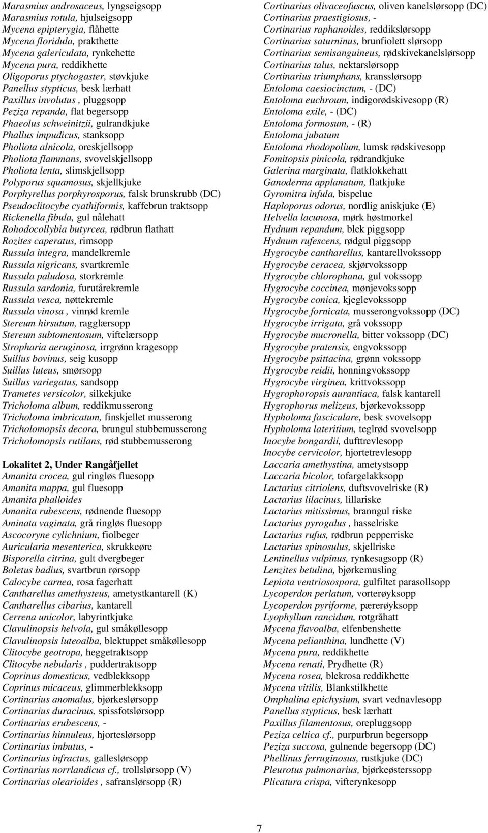 alnicola, oreskjellsopp Pholiota flammans, svovelskjellsopp Pholiota lenta, slimskjellsopp Polyporus squamosus, skjellkjuke Porphyrellus porphyrosporus, falsk brunskrubb (DC) Pseudoclitocybe