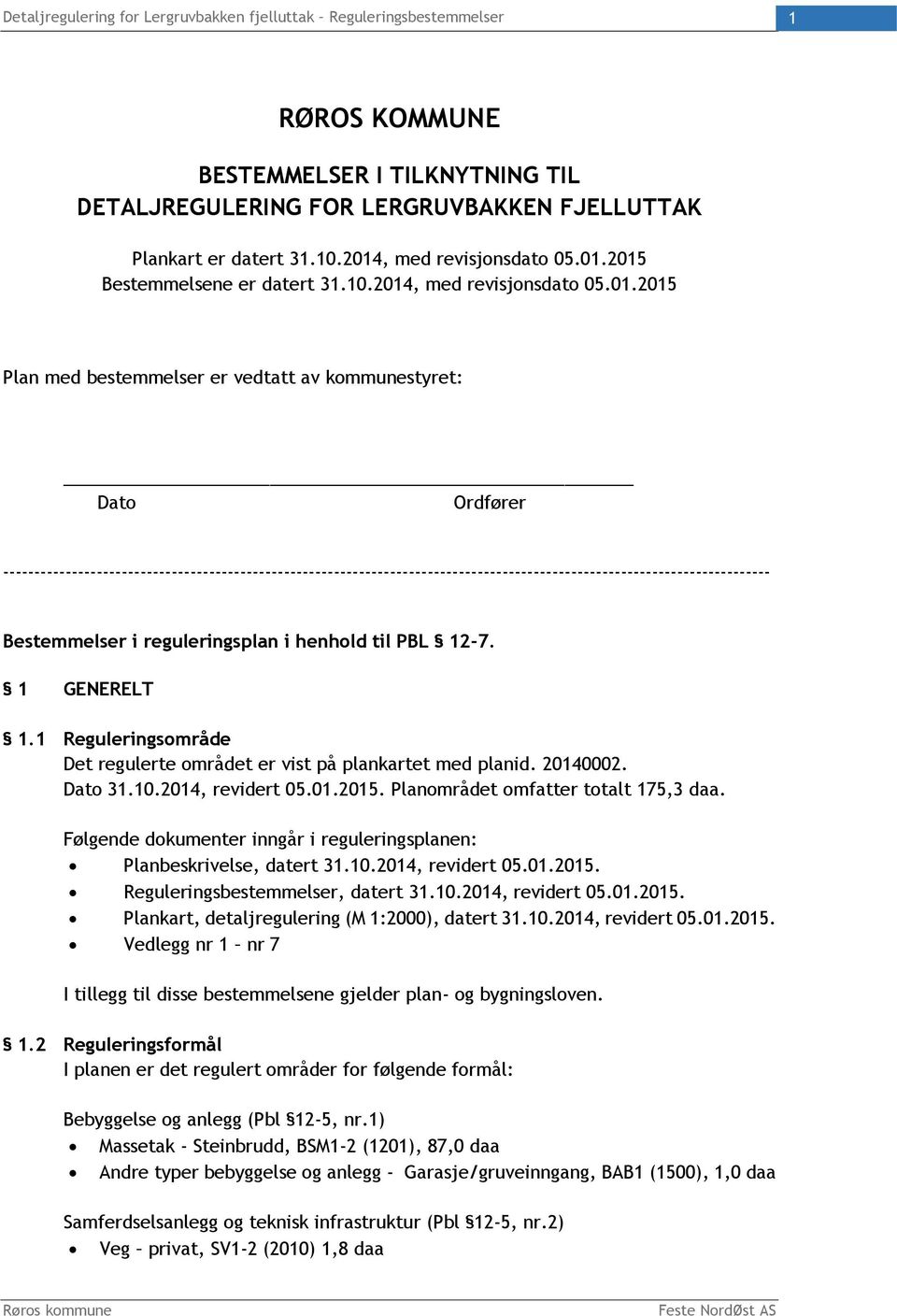 2015 Bestemmelsene er datert 31.10.