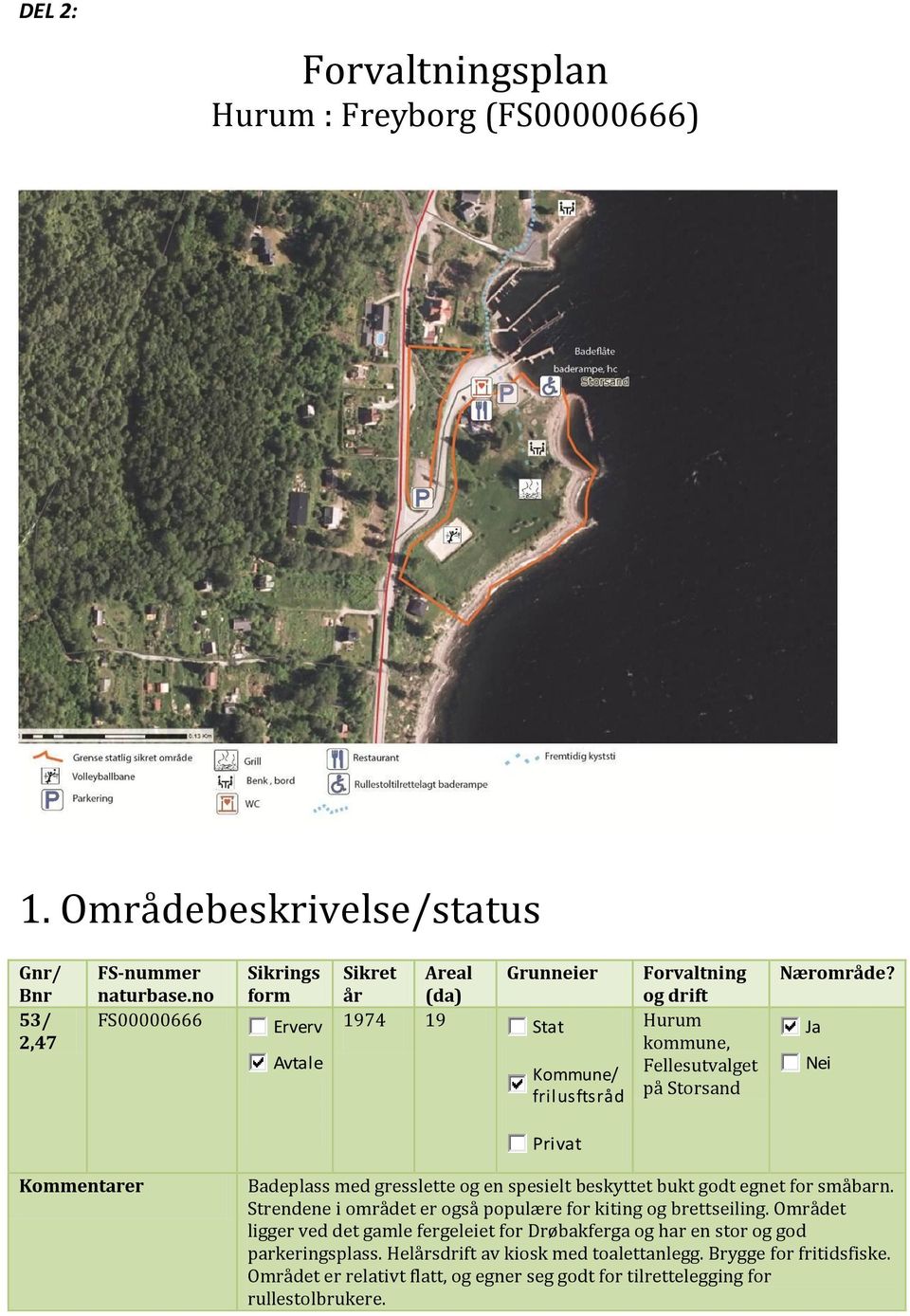 Nærområde? Ja Nei Privat Kommentarer Badeplass med gresslette og en spesielt beskyttet bukt godt egnet for småbarn. Strendene i området er også populære for kiting og brettseiling.