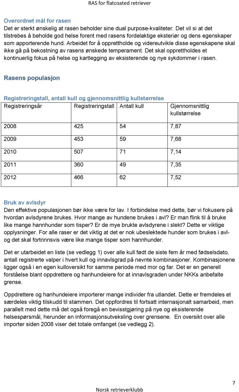 Arbeidet for å opprettholde og videreutvikle disse egenskapene skal ikke gå på bekostning av rasens ønskede temperament.