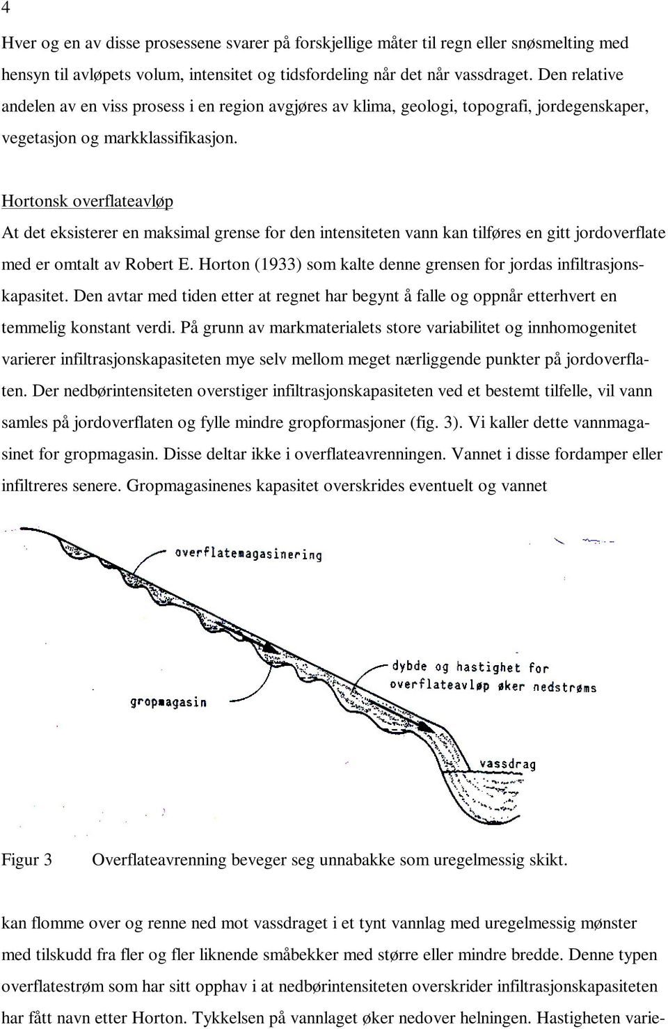 Hortonsk overflateavløp At det eksisterer en maksimal grense for den intensiteten vann kan tilføres en gitt jordoverflate med er omtalt av Robert E.