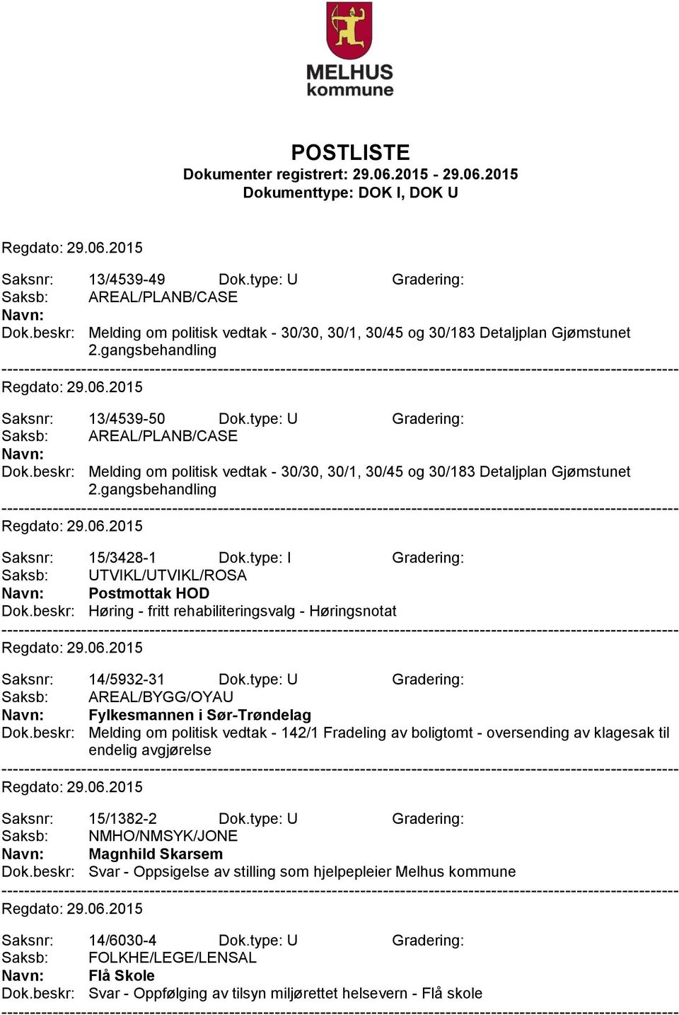 type: I Gradering: Saksb: UTVIKL/UTVIKL/ROSA Postmottak HOD Dok.beskr: Høring - fritt rehabiliteringsvalg - Høringsnotat Saksnr: 14/5932-31 Dok.