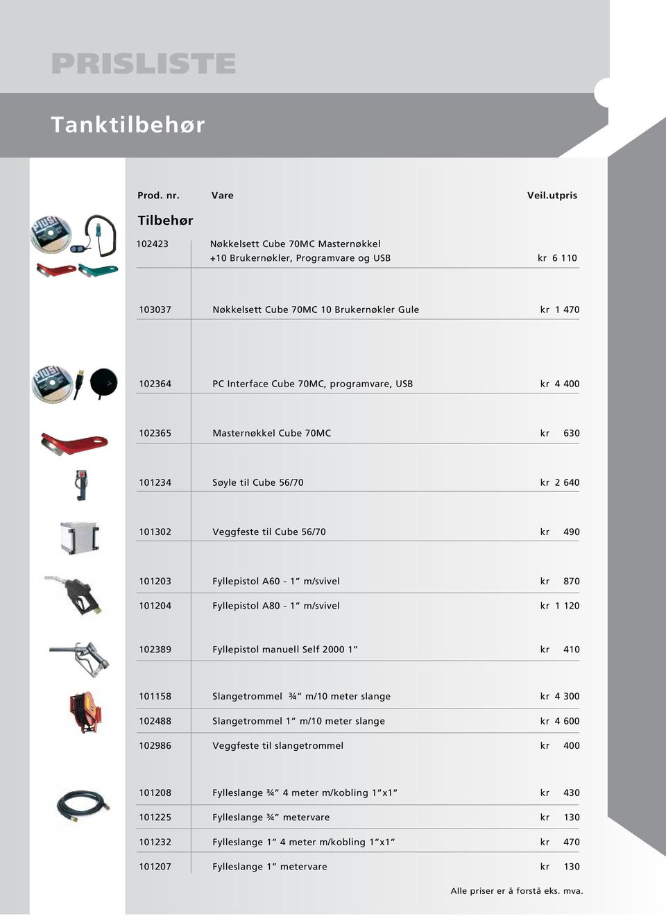 Fyllepistol A80-1 m/svivel kr 1 120 102389 Fyllepistol manuell Self 2000 1 kr 410 101158 Slangetrommel ¾ m/10 meter slange kr 4 300 102488 Slangetrommel 1 m/10 meter slange kr 4 600 102986