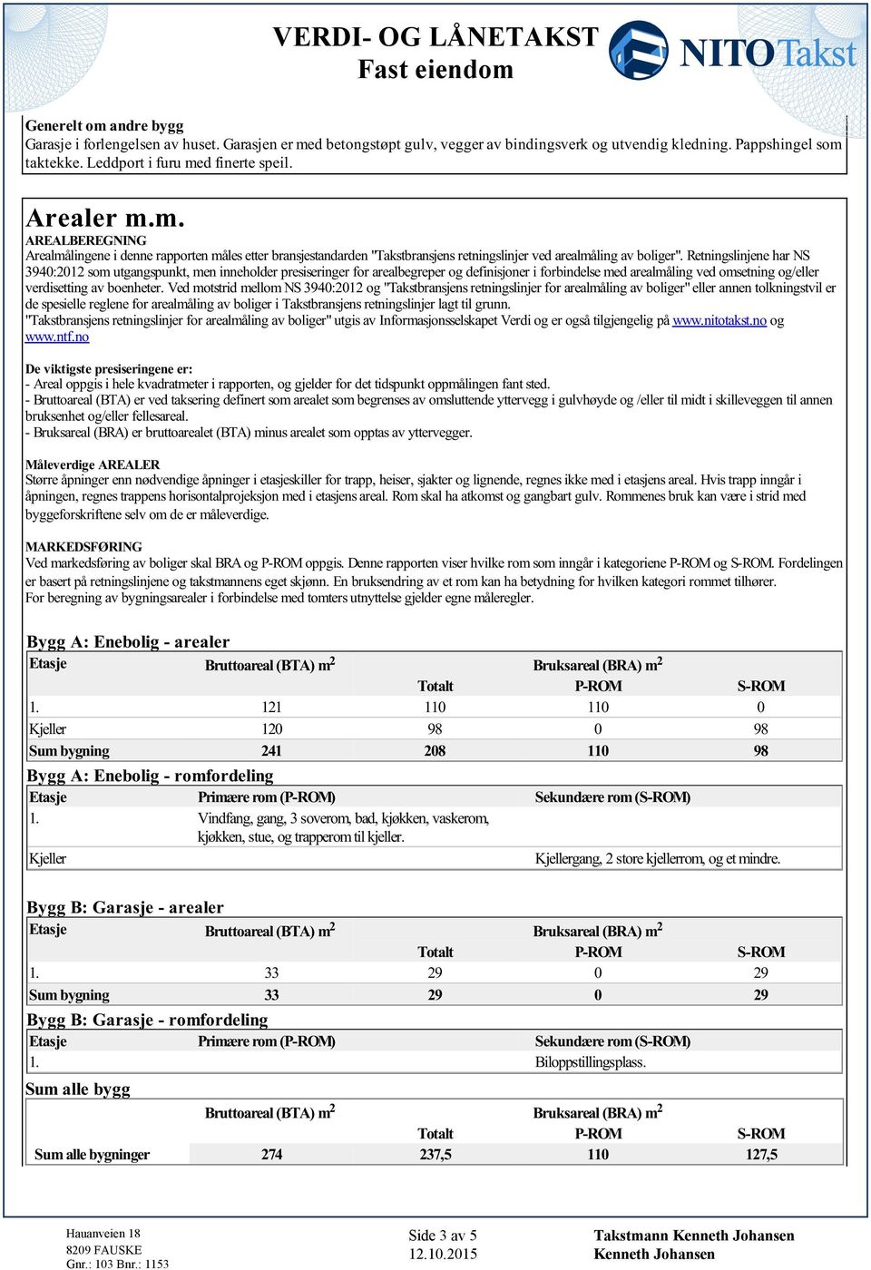 Retningslinjene har NS 3940:2012 som utgangspunkt, men inneholder presiseringer for arealbegreper og definisjoner i forbindelse med arealmåling ved omsetning og/eller verdisetting av boenheter.