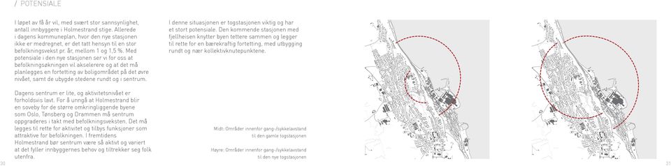 Med potensiale i den nye stasjonen ser vi for oss at befolkningsøkningen vil akselerere og at det må planlegges en fortetting av boligområdet på det øvre nivået, samt de ubygde stedene rundt og i