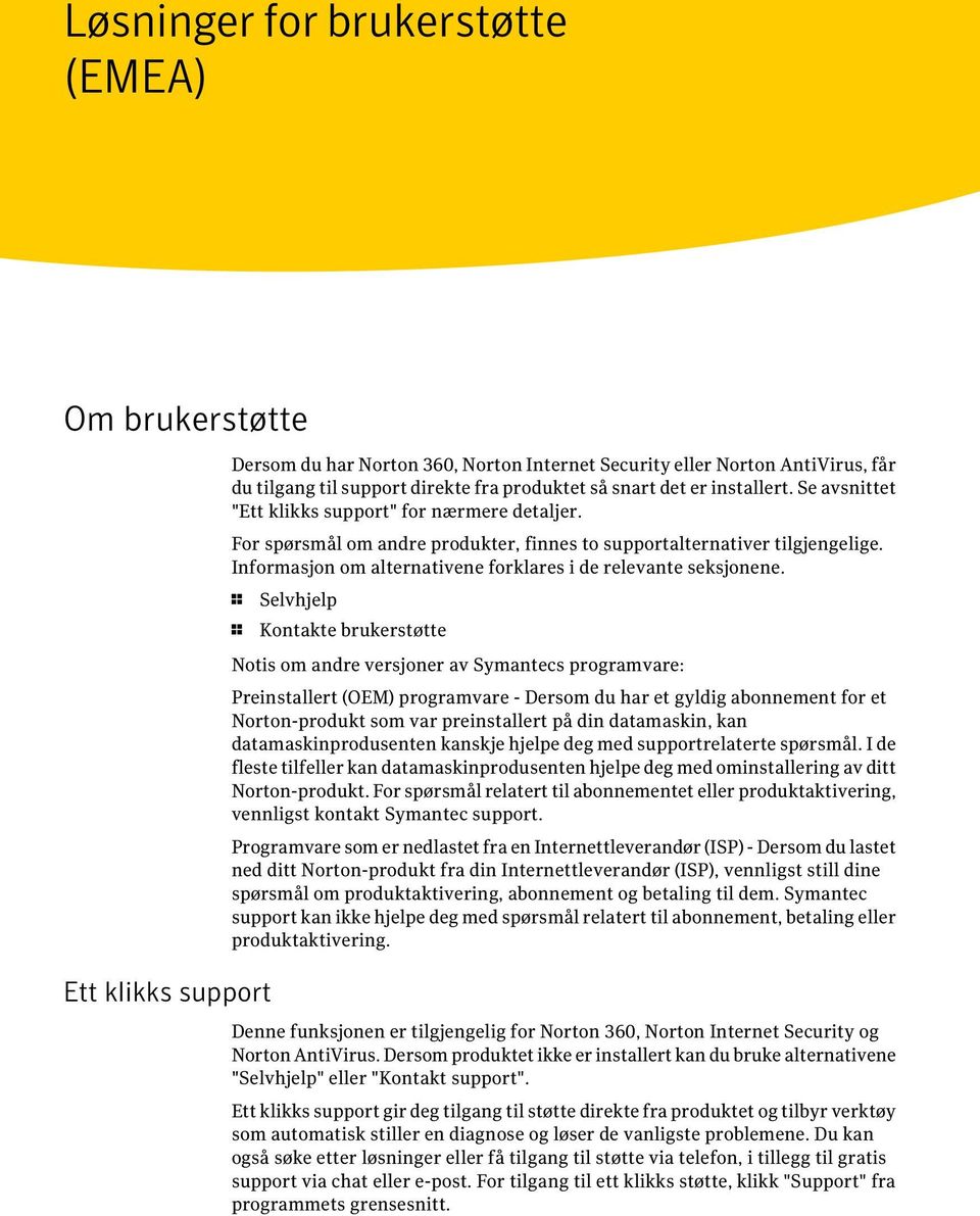 Informasjon om alternativene forklares i de relevante seksjonene.