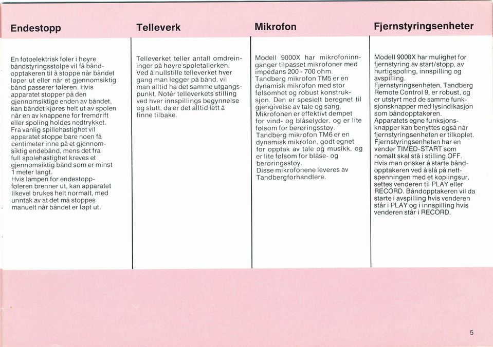 Fra vanl ig spil lehastighet vil apparatet stoppe bare noen få centimeter inne på et gjennomsiktig endebånd, mens det f ra full spolehastighet kreves et gjennomsiktig bånd som er minst 1 meter langt.