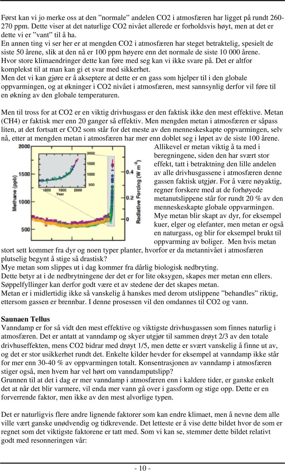 En annen ting vi ser her er at mengden CO2 i atmosfæren har steget betraktelig, spesielt de siste 50 årene, slik at den nå er 100 ppm høyere enn det normale de siste 10 000 årene.