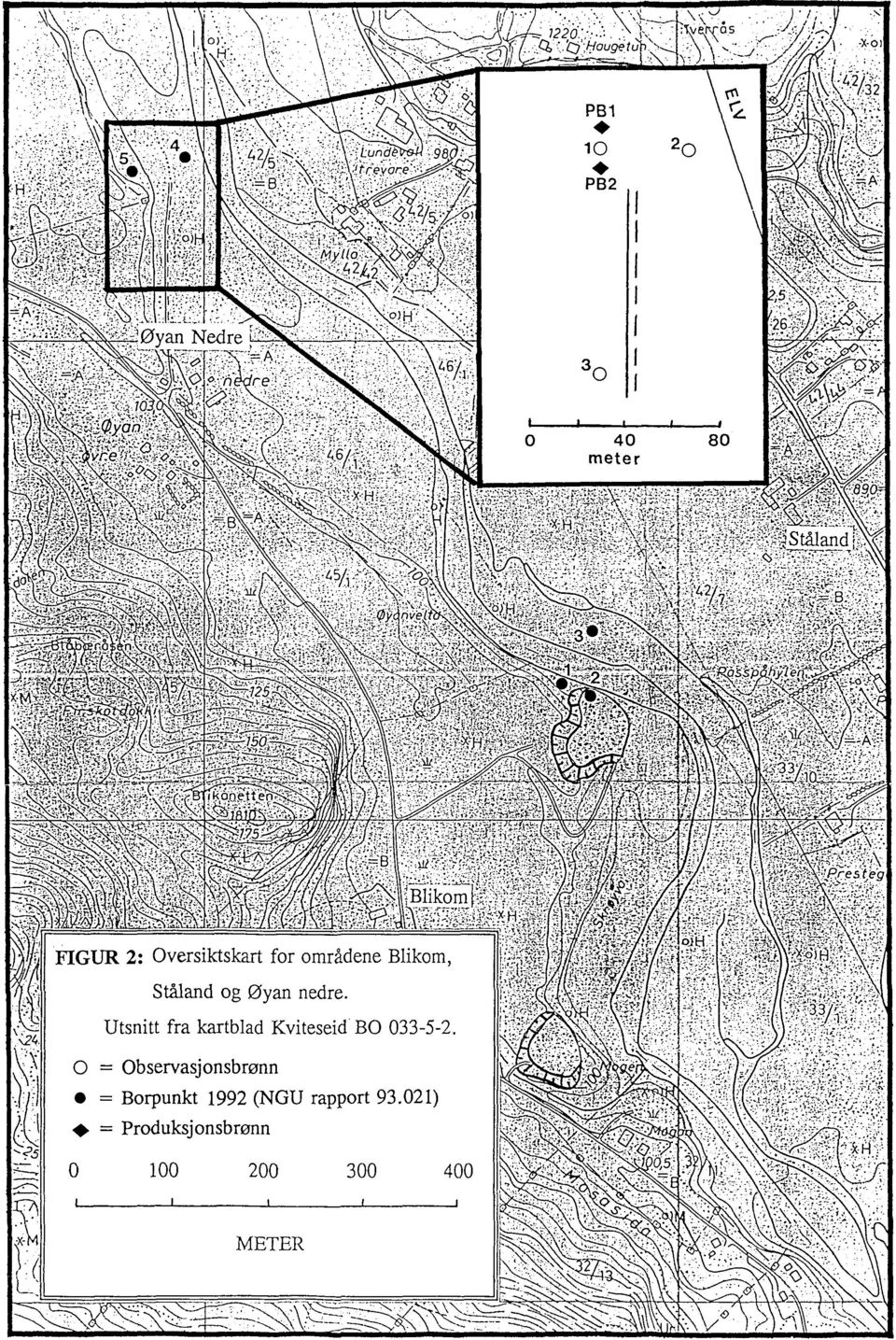 o = Observasjonsbrønn = Borpunkt 1992 (NGU