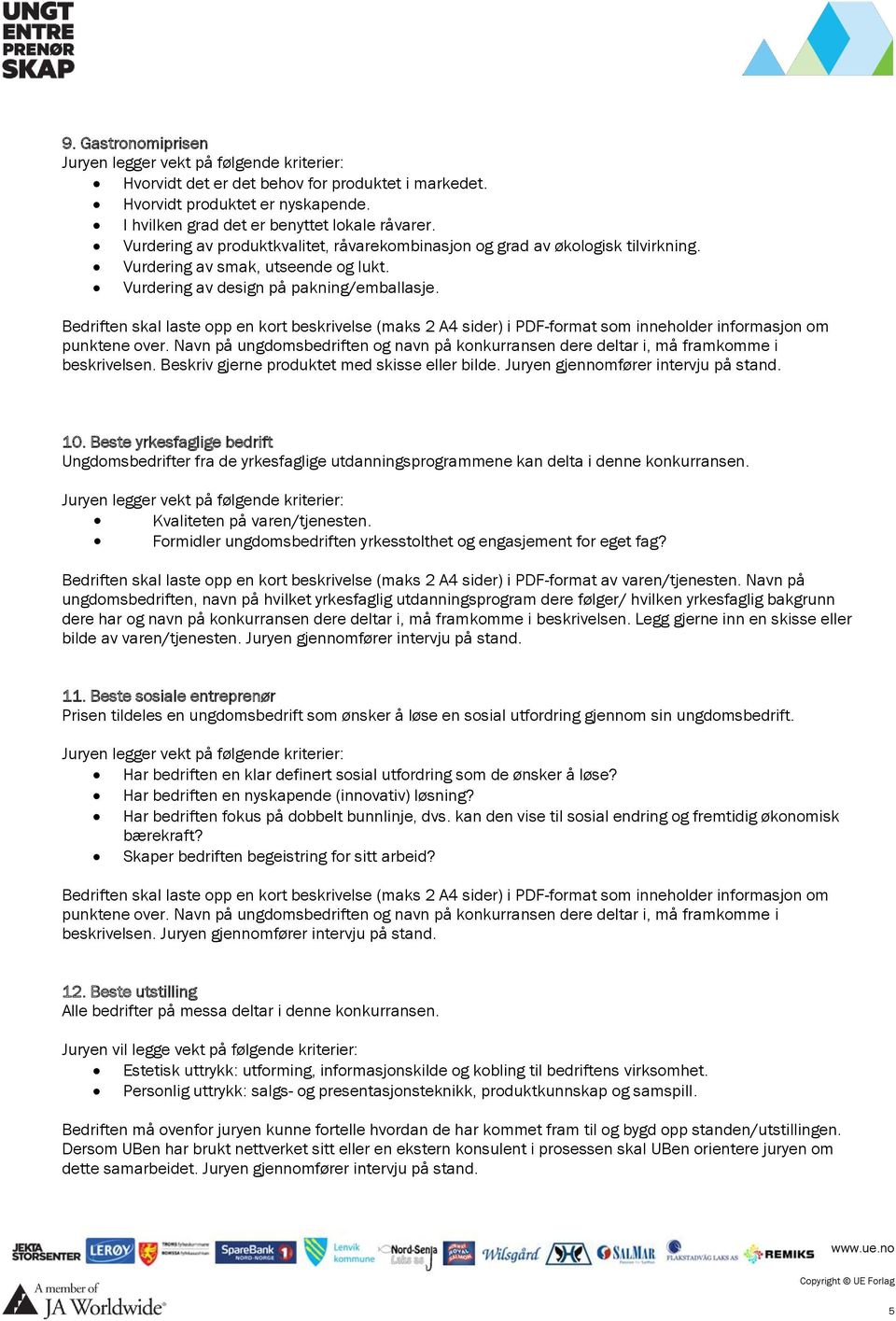 Bedriften skal laste opp en kort beskrivelse (maks 2 A4 sider) i PDF-format som inneholder informasjon om punktene over.