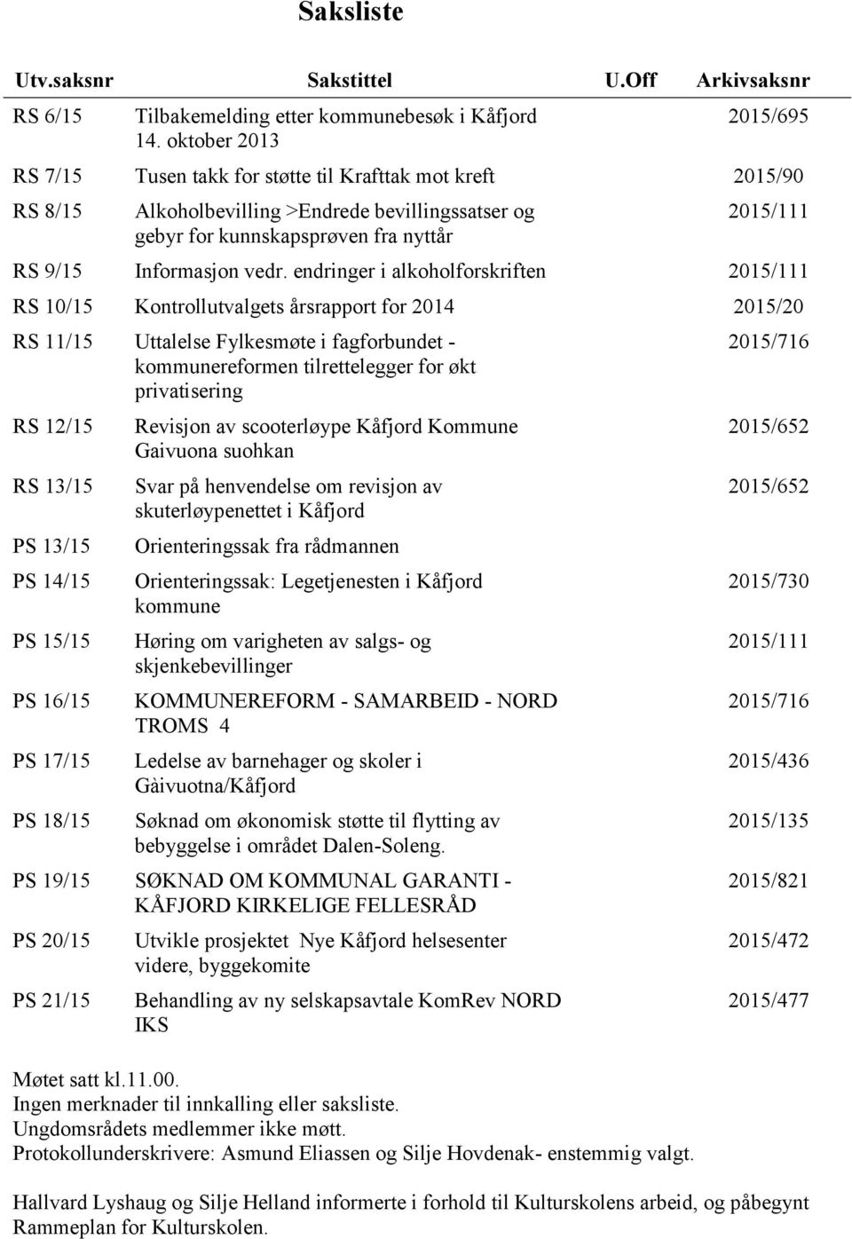 Informasjon vedr.