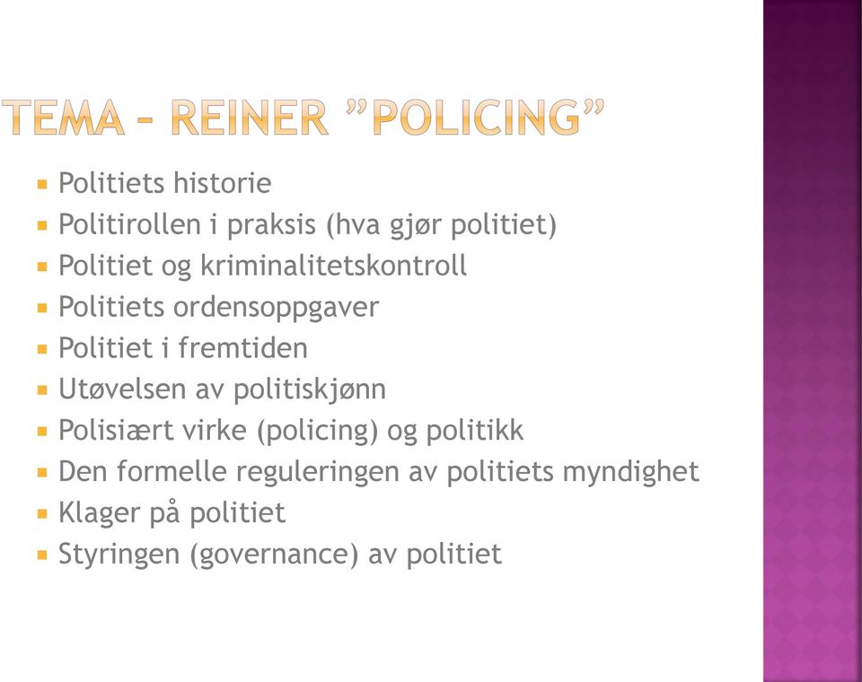 av politiskjønn Polisiært virke (policing) og politikk Den formelle