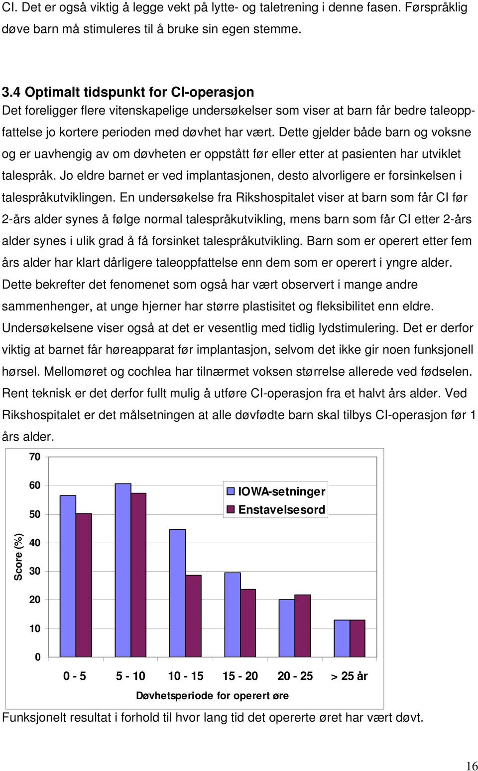 Dette gjelder både barn og voksne og er uavhengig av om døvheten er oppstått før eller etter at pasienten har utviklet talespråk.