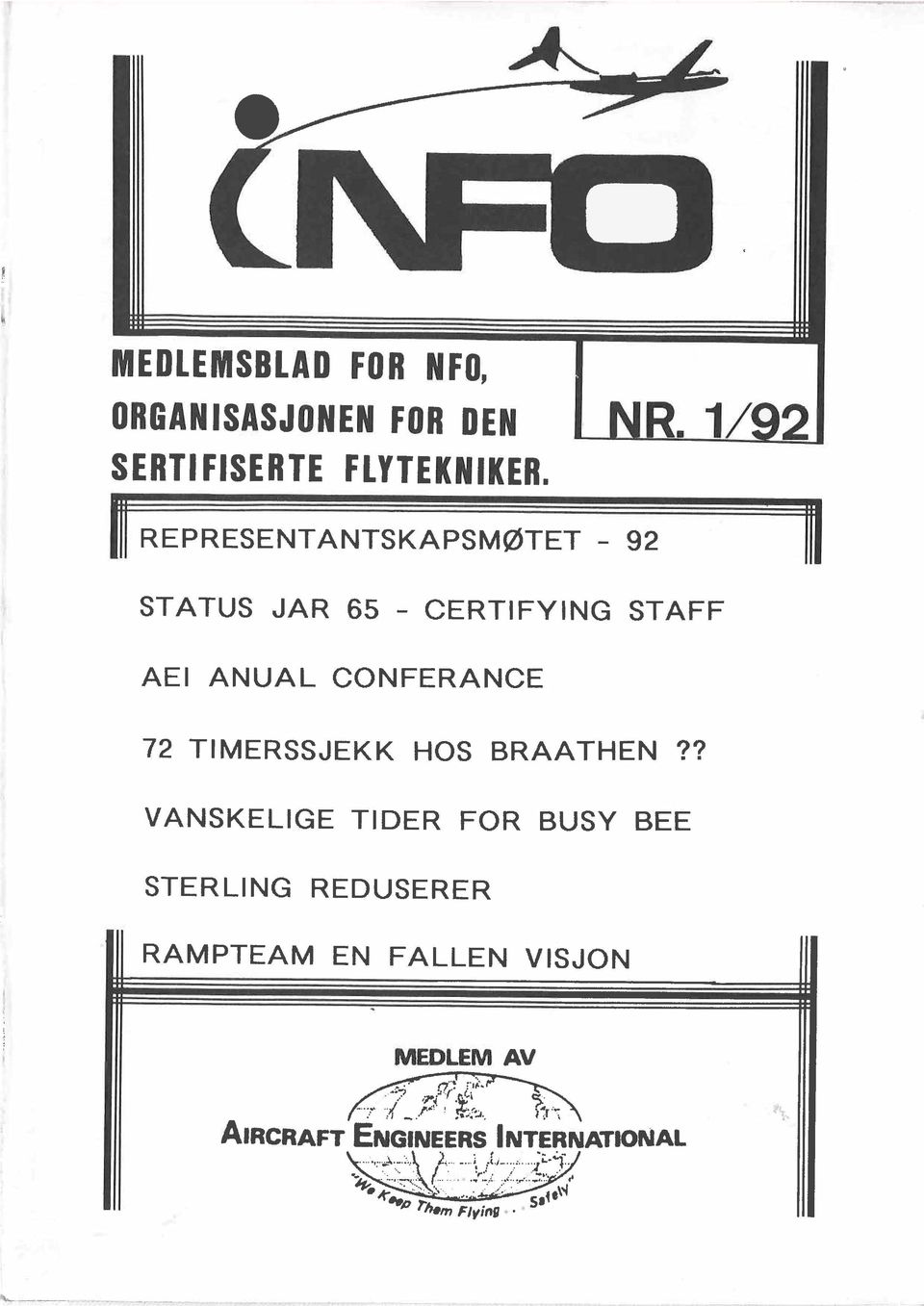 REPRESENTANTSKAPSMØTET - 92 itr STATUS JAR 65 - CERTIFYING STAFF AEI