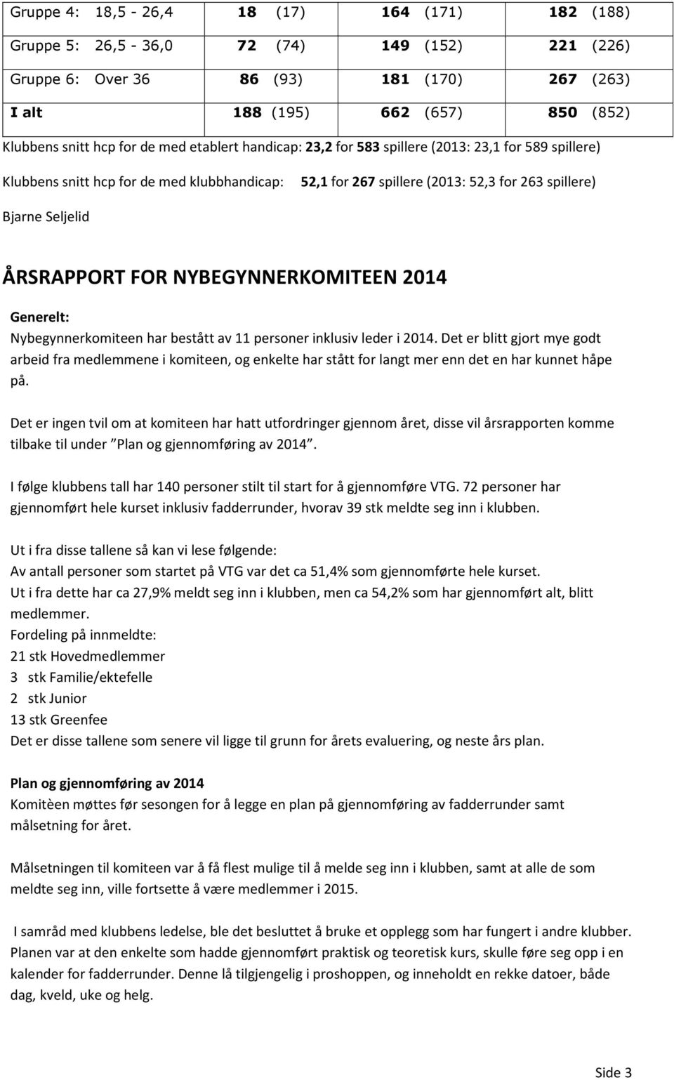 ÅRSRAPPORT FOR NYBEGYNNERKOMITEEN 2014 Generelt: Nybegynnerkomiteen har bestått av 11 personer inklusiv leder i 2014.